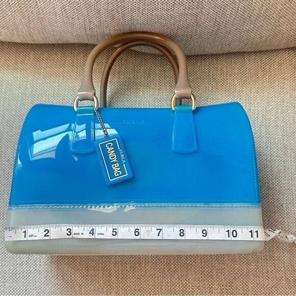 Furla Boston Blue and Gray Jelly Handbag - Picture 15 of 16